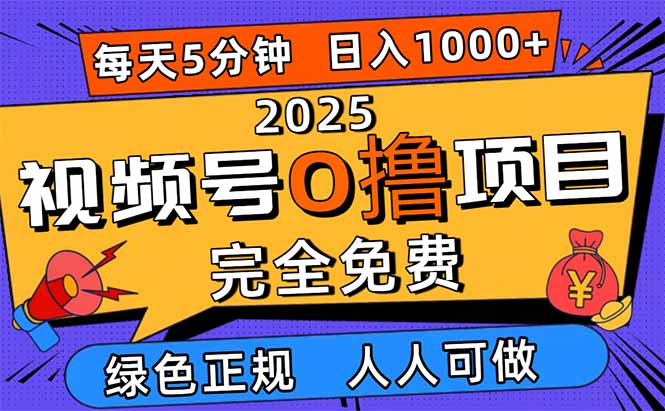 （16388期）2025视频号0撸项目，5分钟一个号，日入1000+，人人可做|无忧资源社