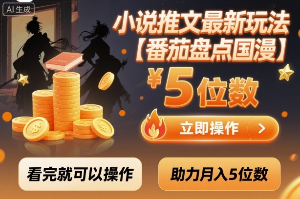 小说推文最新玩法,助力月入5位数【番茄盘点国漫】玩法,看完就可以操作|无忧资源社