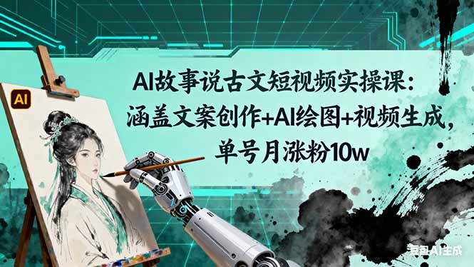 （16369期）AI故事说古文短视频实操课：涵盖文案创作+AI绘图+视频生成，单号月涨粉10w|无忧资源社