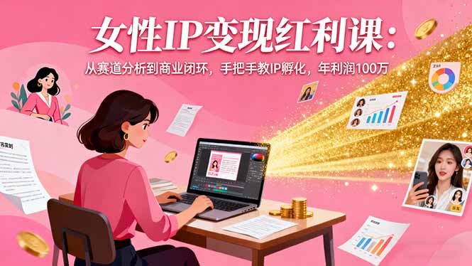 （16294期）女性IP变现红利课：从赛道分析到商业闭环，手把手教IP孵化，年利润100万|无忧资源社