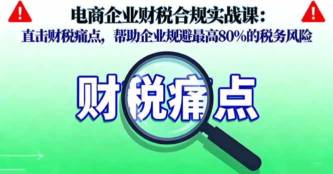 （16232期）电商企业财税合规实战课，直击财税痛点，帮助企业规避最高80%的税务风险|无忧资源社