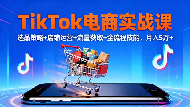（16422期）TikTok电商实战课10月，选品策略+店铺运营+流量获取+全流程技能，月入5万+|无忧资源社