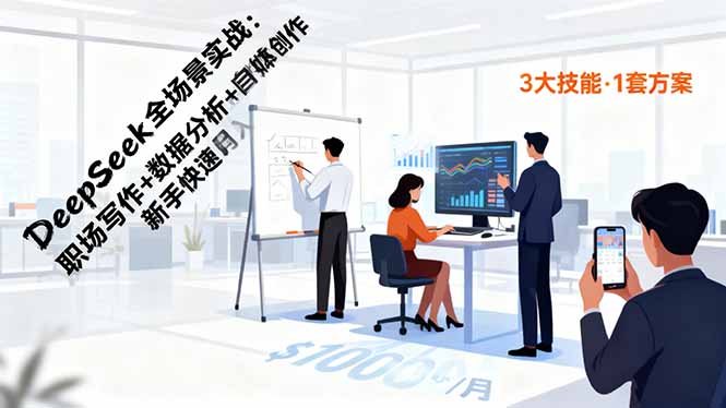 （16418期）DeepSeek全场景实战：职场写作+数据分析+自媒体创作，新手快速月入过万|无忧资源社