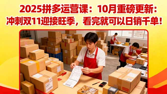 （16400期）2025拼多多运营课：10月重磅更新：冲刺双11迎接旺季，看完就可以日销千单|无忧资源社