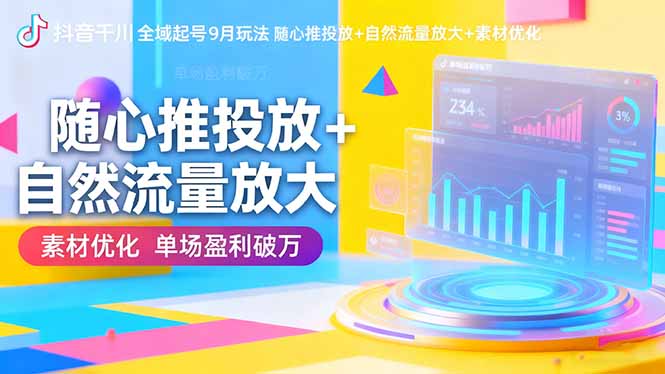 （16406期）抖音千川全域起号9月玩法 随心推投放+自然流量放大+素材优化 单场盈利破万|无忧资源社