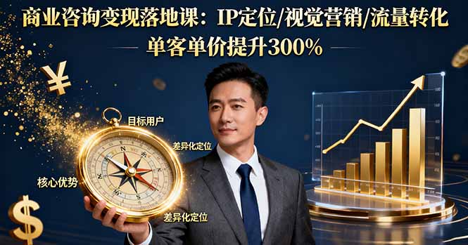 （16249期）商业咨询变现落地课：IP定位/视觉营销/流量转化，单客单价提升300%|无忧资源社