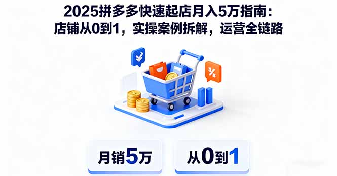 （16199期）2025拼多多快速起店月入5万指南：店铺从0到1，实操案例拆解，运营全链路|无忧资源社