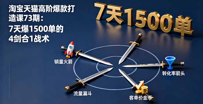 （16200期）淘宝天猫高阶爆款打造课73期：7天爆1500单的4剑合1战术|无忧资源社