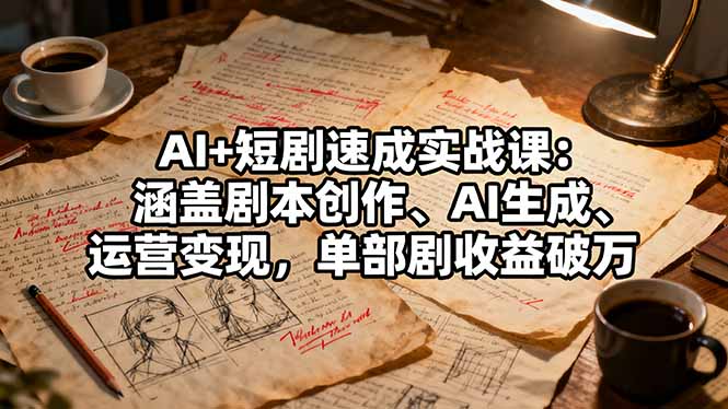 （16359期）AI+短剧速成实战课：涵盖剧本创作、AI生成、运营变现，单部剧收益破万|无忧资源社