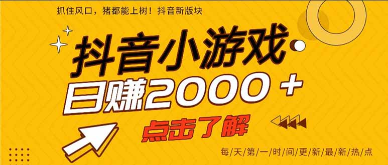 （16221期）抖音小游戏，一部手机日入300+，2025风口项目|无忧资源社