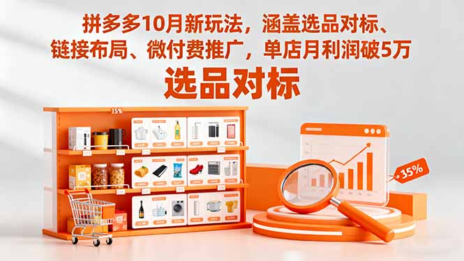（16364期）拼多多10月新玩法，涵盖选品对标、链接布局、微付费推广，单店月利润破5万|无忧资源社