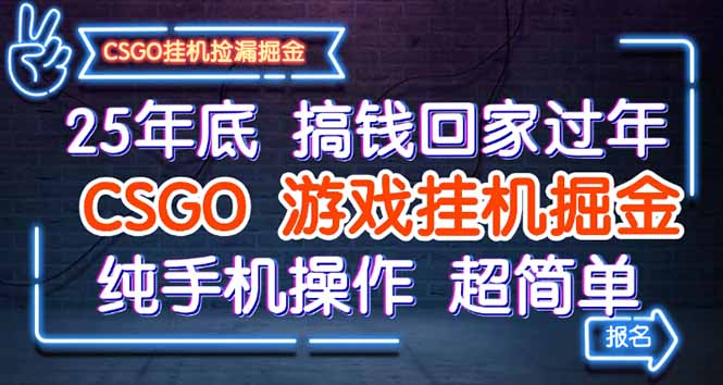 （16343期）25年底搞钱回家过年，CSGO游戏挂机掘金，纯手机操作超简单|无忧资源社
