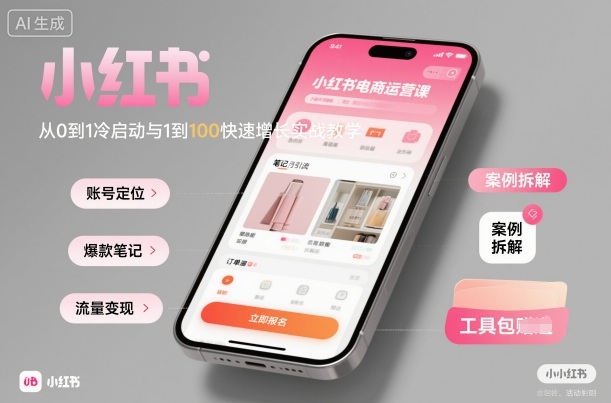 小红书电商运营课：从0到1冷启动与1到100快速增长实战教学|无忧资源社