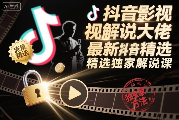 抖音影视解说大佬最新抖音进精选和独家方法,精选独家解说课|无忧资源社