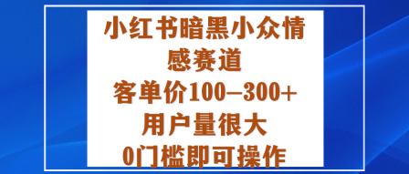 小红书暗黑小众情感赛道，客单价100-300+用户量很大，0门槛即可操作|无忧资源社