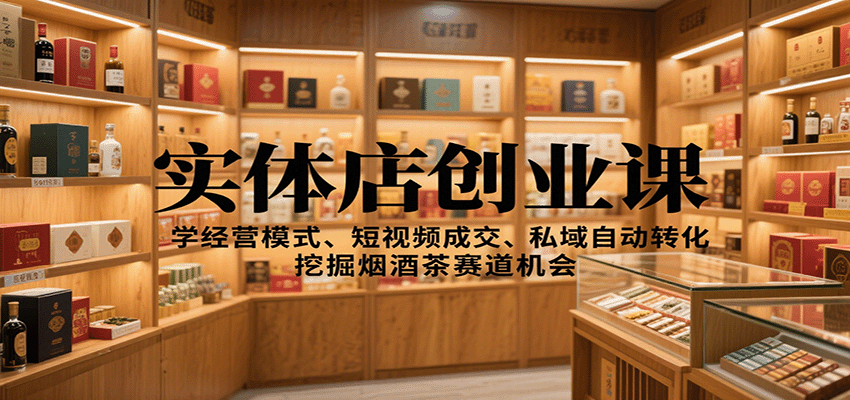 实体店创业课：学经营模式、短视频成交、私域自动转化，挖掘烟酒茶赛道机会|无忧资源社
