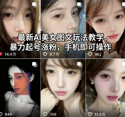 最新AI美女图文玩法教学，暴力起号涨粉，手机即可操作|无忧资源社