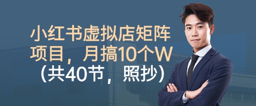 小红书虚拟店矩阵项目，照抄照做，月搞1W+（共40节）|无忧资源社