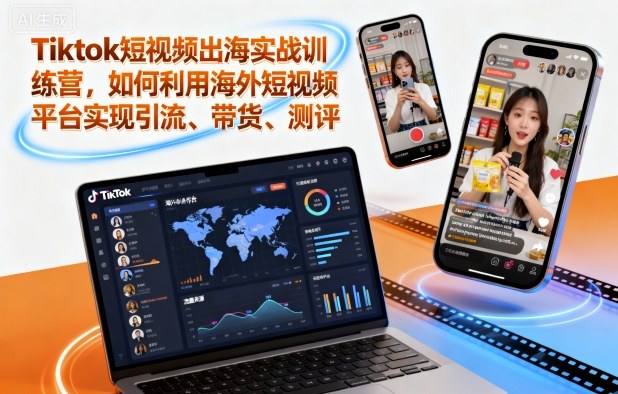 Tiktok短视频出海实战训练营，如何利用海外短视频平台实现引流、带货、测评|无忧资源社