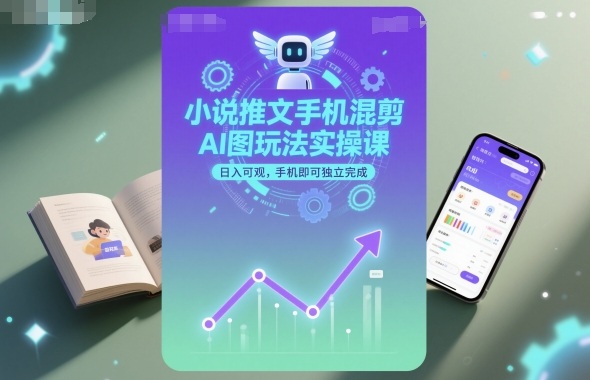 小说推文手机混剪AI图玩法实操课，日入可观，手机即可独立完成|无忧资源社