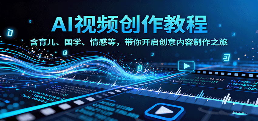 AI视频创富课，含育儿、国学、情感等，带你开启创意内容制作之旅|无忧资源社