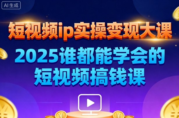 短视频ip实操变现大课，7月26-27日广州站线下课，2025谁都能学会的短视频搞钱课|无忧资源社