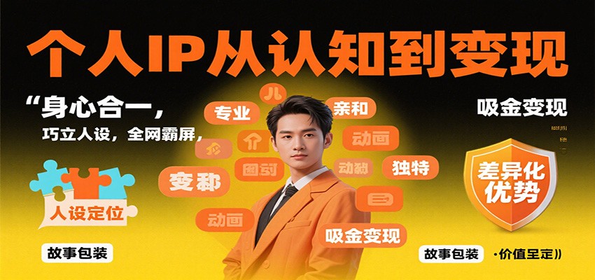 个人IP从认知到变现，身心合一，巧立人设，全网霸屏，吸金变现|无忧资源社
