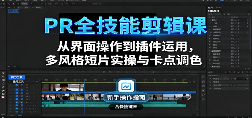 PR全技能剪辑课：从界面操作到插件运用，多风格短片实操与卡点调色|无忧资源社