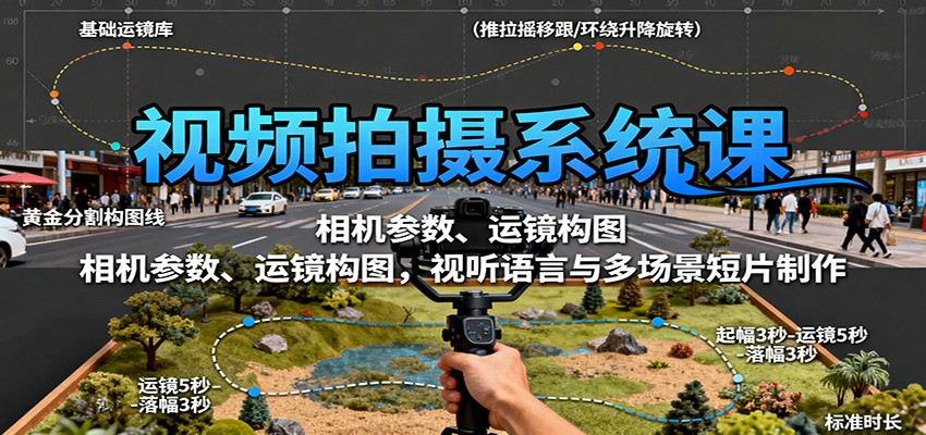 视频拍摄系统课:相机参数、运镜构图,视听语言与多场景短片制作|无忧资源社