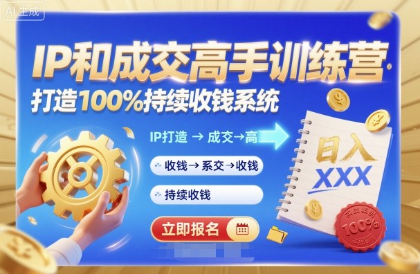 带你成为IP和成交高手的训练营，打造100%持续收钱系统|无忧资源社