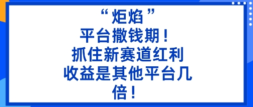 “炬焰”：平台撒钱期！抓住新赛道红利，5分钟二创内容，收益是其他平台几倍！|无忧资源社