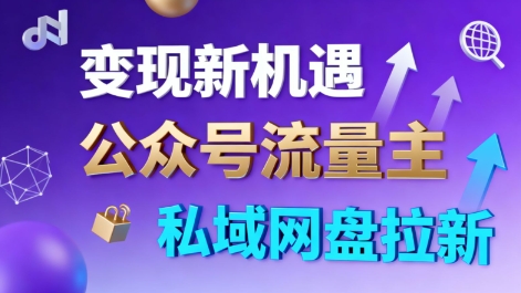 公众号流量主+私域网盘拉新,多方式变现,简单易上手,当天就有收益|无忧资源社