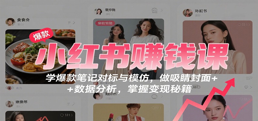 小红书赚钱课：学爆款笔记对标与模仿，做吸睛封面 + 数据分析，掌握变现秘籍|无忧资源社