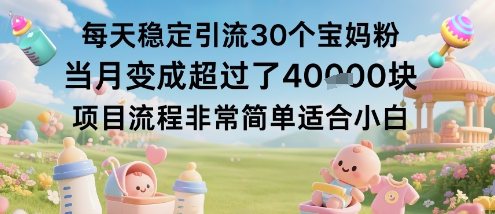 每天稳定引流30个宝妈粉当月变成超过了1W+项目流程非常简单适合小白|无忧资源社