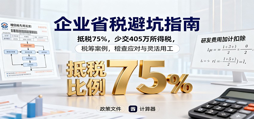 企业省税避坑指南：抵税75%，少交405万所得税，税筹案例，稽查应对与灵活用工|无忧资源社