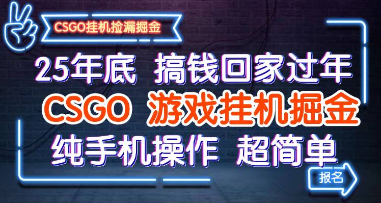 25年底搞钱回家过年，CSGO游戏挂机掘金，纯手机操作超简单|无忧资源社