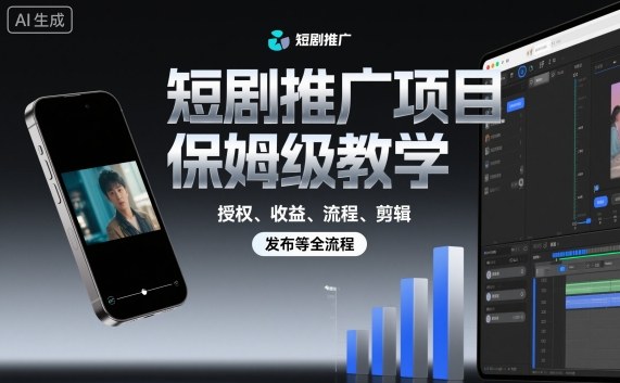 短剧推广项目保姆级教学，授权、收益、流程、剪辑，发布等全流程|无忧资源社