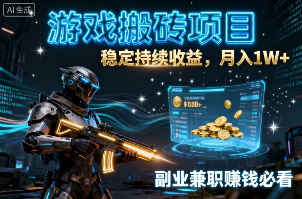 游戏搬砖项目，稳定持续收益，月入1W+，副业兼职賺钱必看【揭秘】|无忧资源社