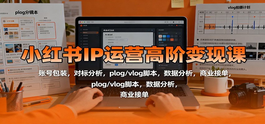 小红书IP运营高阶变现课：账号包装，对标分析，plog/vlog脚本，数据分析，商业接单|无忧资源社