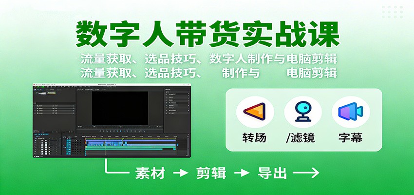 数字人变现实战课：流量获取、选品技巧、数字人制作与电脑剪辑|无忧资源社