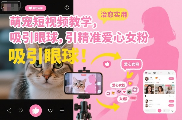 萌宠短视频教学，吸引眼球，引精准爱心女粉|无忧资源社