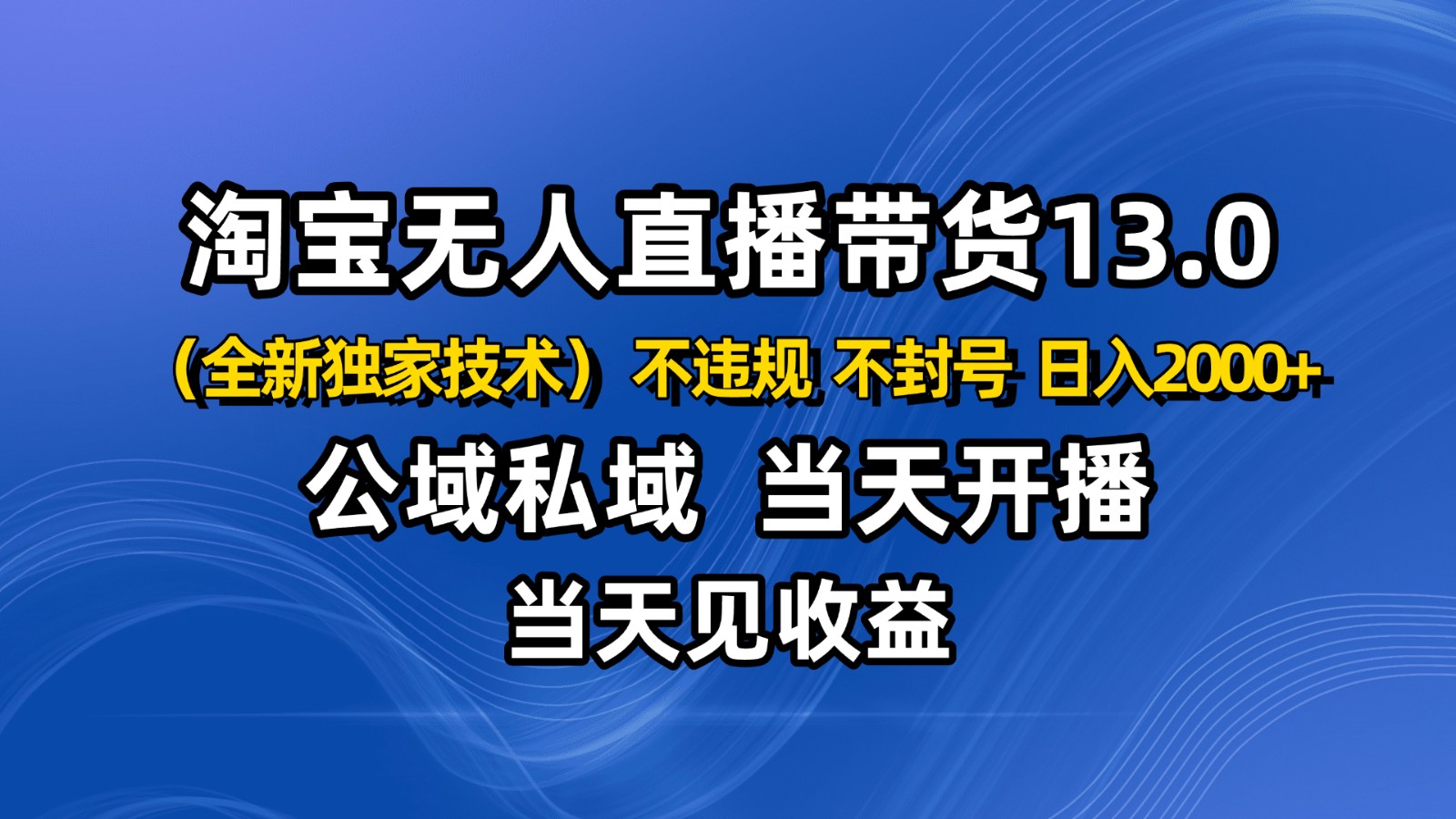 淘宝无人直播13.0，公域私域技术，不封号，不违规 布局下半年旺季赛道，日入2000+|无忧资源社