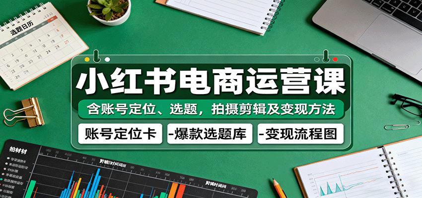 小红书电商运营课：含账号定位、选题，拍摄剪辑及变现方法|无忧资源社
