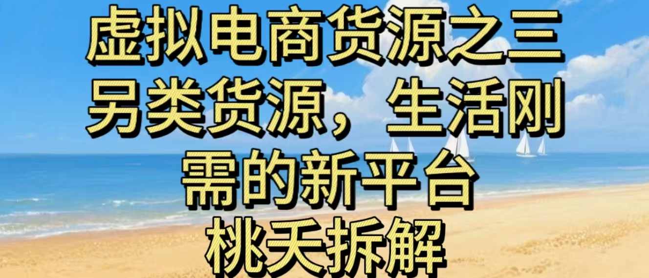 虚拟电商之三另类的货源，生活刚需的新平台|无忧资源社