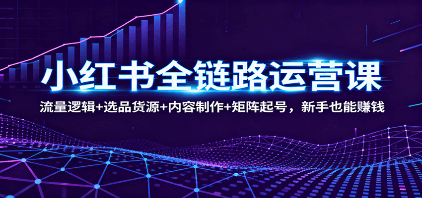 小红书全链路运营课:流量逻辑+选品货源+内容制作+矩阵起号,新手也能赚钱|无忧资源社