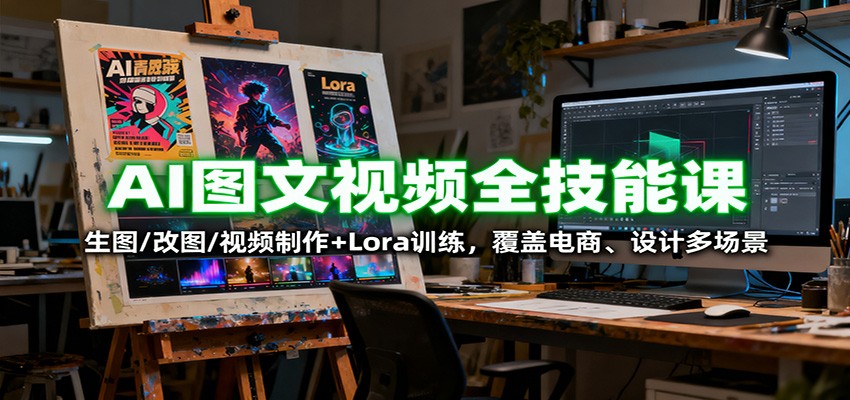 AI图文视频全技能课：生图/改图/视频制作+Lora训练，覆盖电商 、设计多场景|无忧资源社