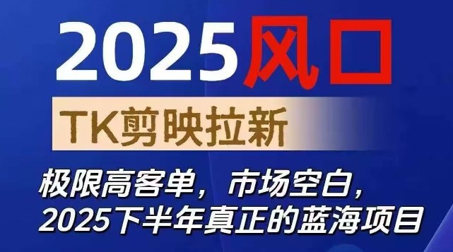 2025风口TK剪映capcut拉新项目,极限高客单,市场空白,2025下半年真正的蓝海项目|无忧资源社