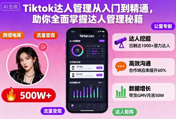 Tiktok达人管理从入门到精通，助你全面掌握达人管理秘籍|无忧资源社
