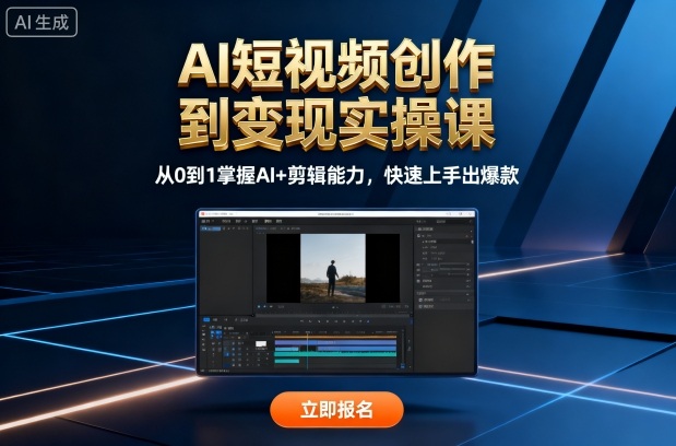AI短视频创作到变现实操课，从0到1掌握AI+剪辑能力，快速上手出爆款（更新10月）|无忧资源社