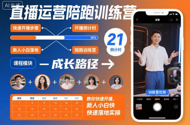 直播运营陪跑训练营，教你快速开播，新人小白快速落地实操|无忧资源社